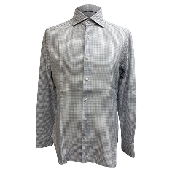 Ermenegildo Zegna Patterned Button-Down Shirt in White Cotton